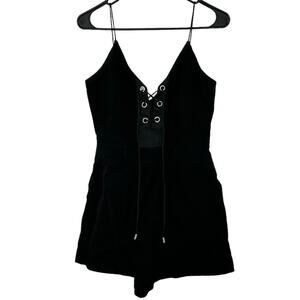 C/Meo Collective Romper Women XS Black For the People Playsuit Lace Up Club Sexy